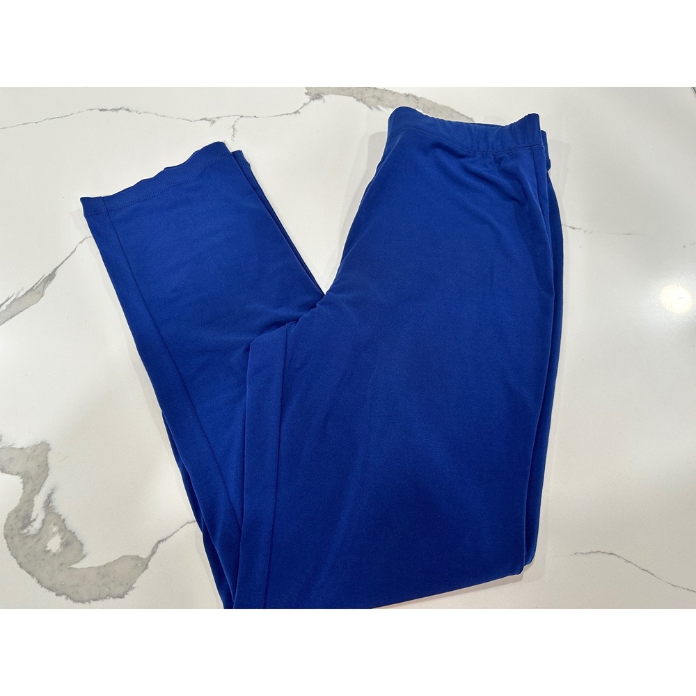 Susan Graver Essentials Liquid Knit Royal Blue Straight Leg Pants Womens Small